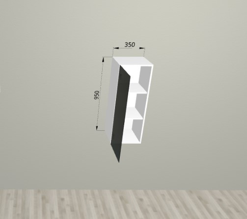 Шкаф навесной со стеклом в ал. проф. 350/950 Санвут