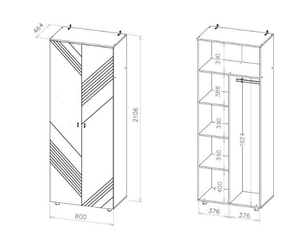 Шкаф двухстворчатый комбинированный Байкал NN-Мебель