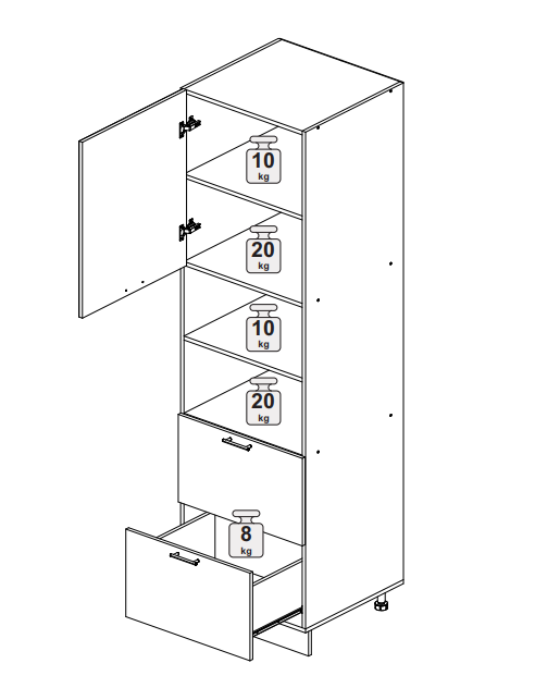 Пенал с двумя ящиками и нишей ПД2Я 600 Норд Line