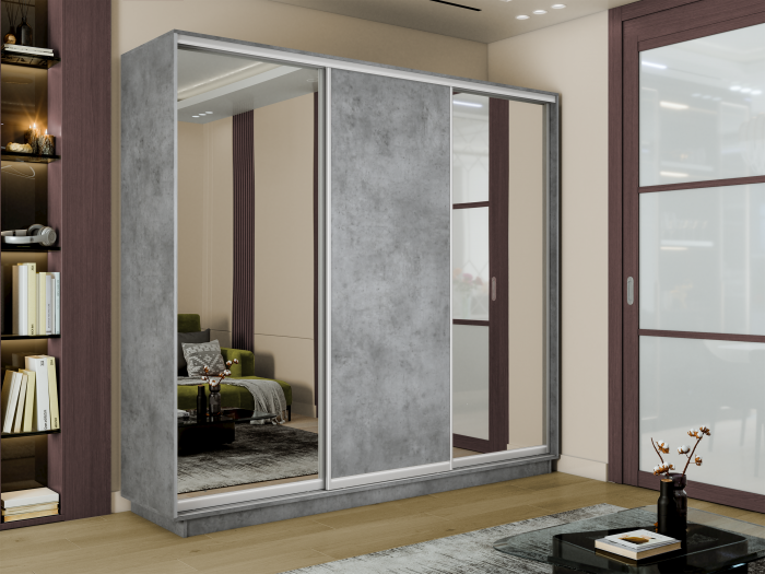 Шкаф купе 3-х дв. 2 зеркала и ДСП 1800/2400/450 Экспресс 2