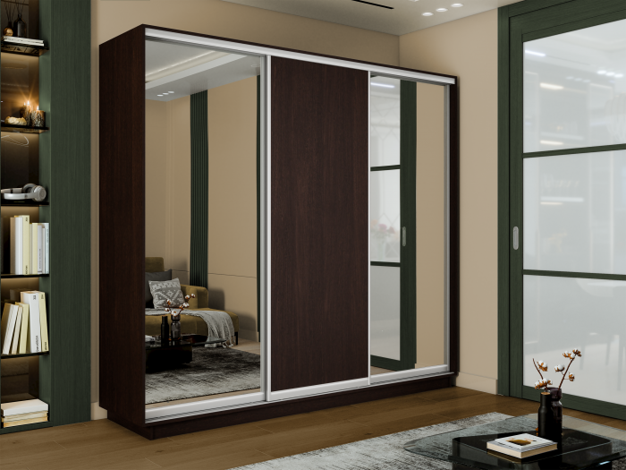 Шкаф купе 3-х дв. 2 зеркала и ДСП 1800/2400/450 Экспресс 2