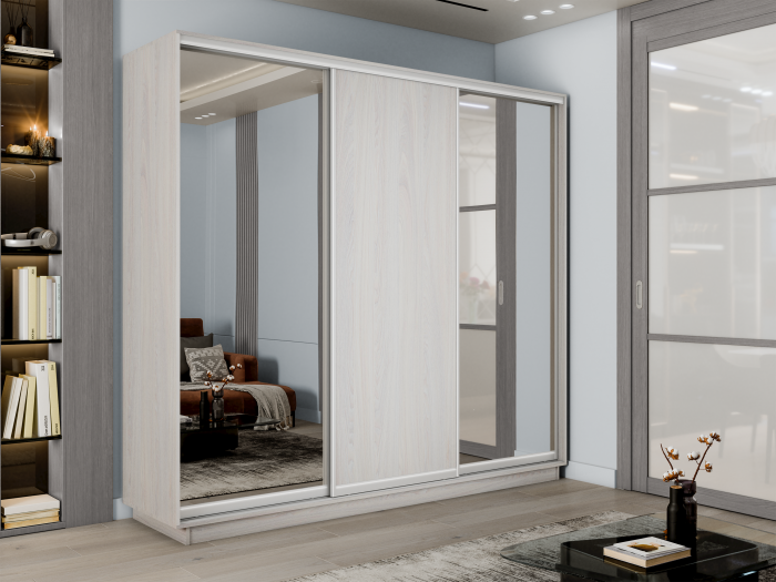 Шкаф купе 3-х дв. 2 зеркала и ДСП 1800/2400/450 Экспресс 2