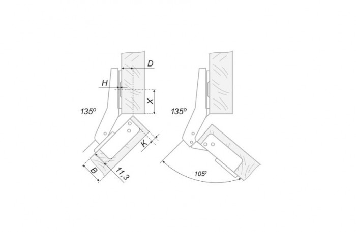 Петля 45 гр с доводчиком PIVOT PRO