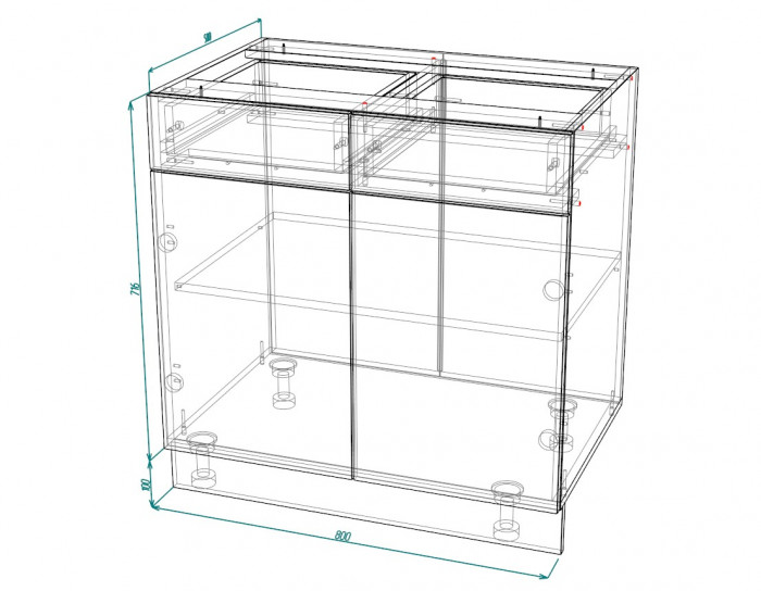Шкаф нижний с ящиками ШН2Я 800 Норд