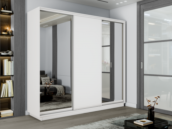 Шкаф купе 3-х дв. 2 зеркала и ДСП 2100/2200/600 Экспресс 2