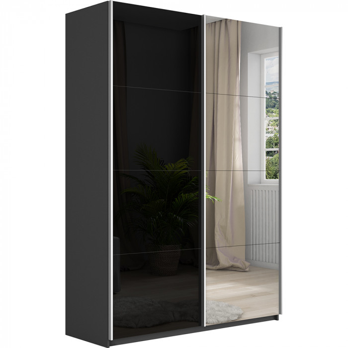 Шкаф купе Прайм 2-х дв. со стеклом и зеркалом 1400 Е1