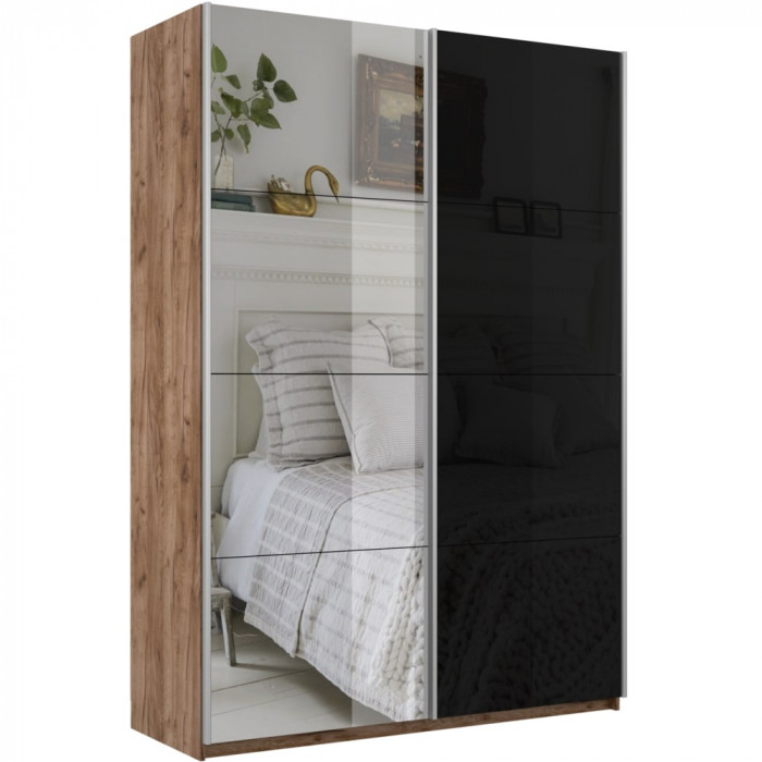 Шкаф купе Прайм 2-х дв. со стеклом и зеркалом 1400 Е1