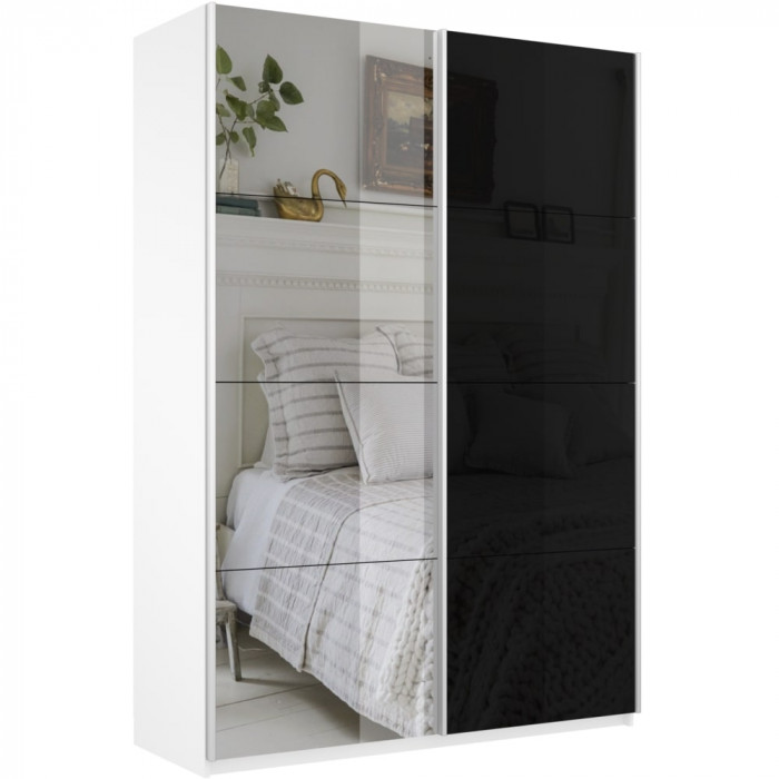 Шкаф купе Прайм 2-х дв. со стеклом и зеркалом 1400 Е1