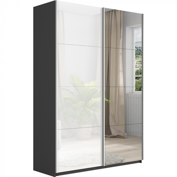 Шкаф купе Прайм 2-х дв. со стеклом и зеркалом 1400 Е1