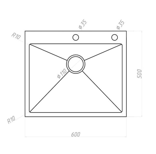 Мойка для кухни 600х500 Vans