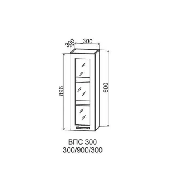 Шкаф верхний 300/900 стекло Капри