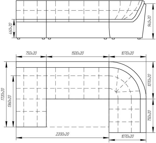 Диван угловой ДКУ ЗТ латы София 2