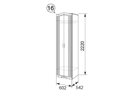 Шкаф для одежды 2-х дверный 16 Виктория