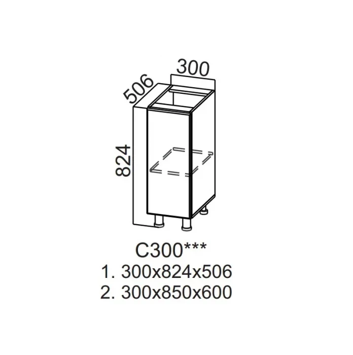 Шкаф нижний 300 Квадро СВ