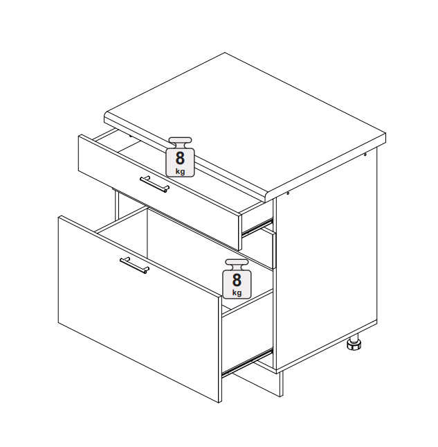 Шкаф нижний с ящиками ШН3Я 800 Норд