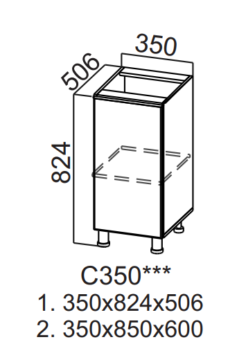 Шкаф нижний 350 Квадро СВ