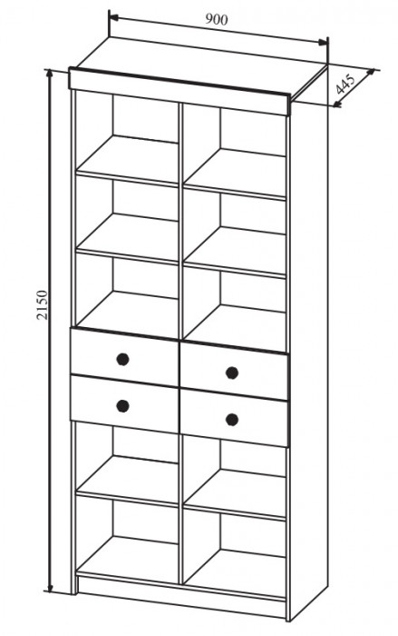 Стеллаж 900 с ящиками Сканди