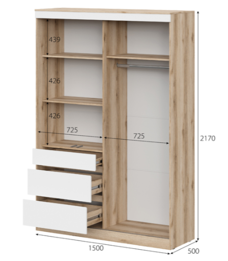 Шкаф купе 1500 Брауни