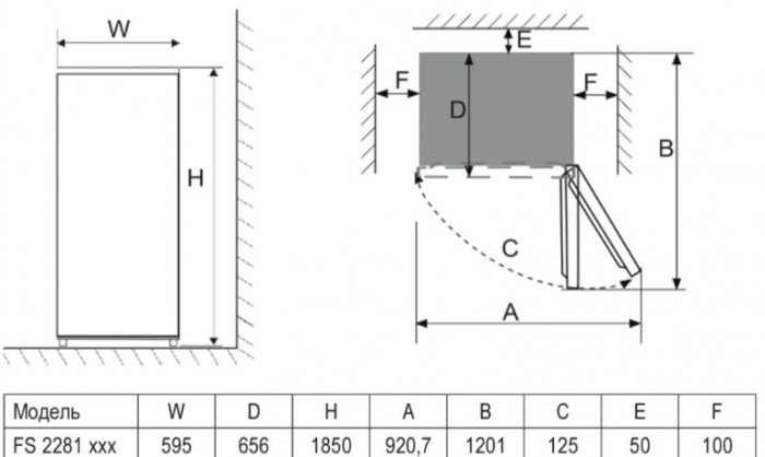 Отдельностоящий холодильник Evelux FS 2281 W