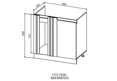Шкаф нижний 1000 угловой Марсель Гола 