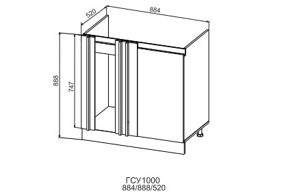 Шкаф нижний 1000 угловой Марсель Гола 