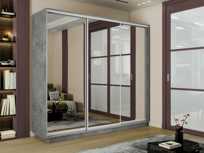 Шкаф купе 3-х дв. 3 зеркала 2100/2400/600 Экспресс 2