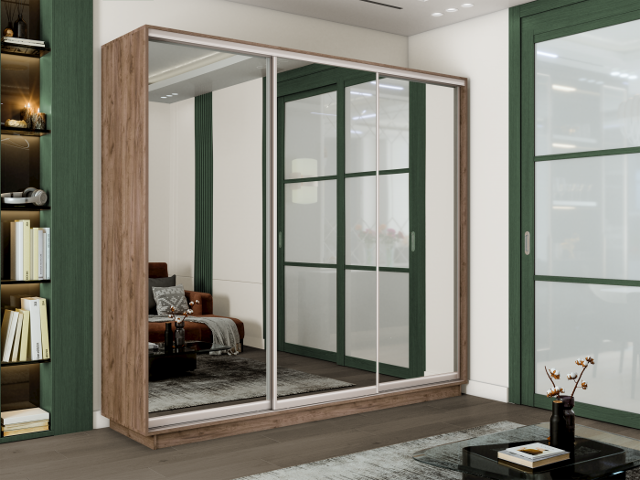 Шкаф купе 3-х дв. 3 зеркала 2100/2400/600 Экспресс 2