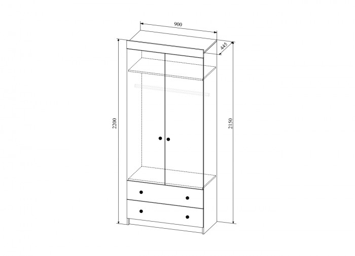 Шкаф 900 с ящиками Сканди