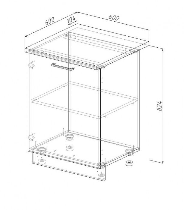 Шкаф нижний 600 1 дверь Санвут