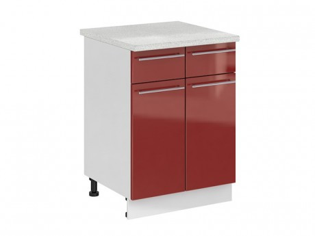 Шкаф нижний 800 с 2 ящиками и 2 распашными дверьми Олива