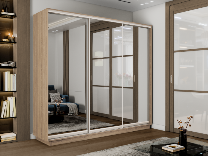 Шкаф купе 3-х дв. 3 зеркала 2400/2200/600 Экспресс 2
