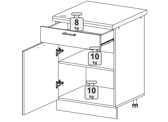 Шкаф нижний 600 с ящиком и створкой Олива глянец