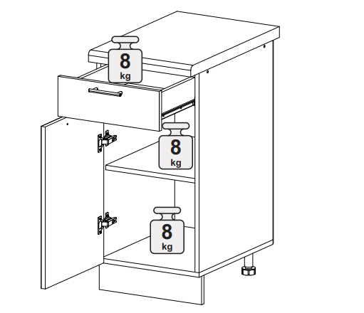 Шкаф нижний 500 с ящиком и створкой Олива глянец