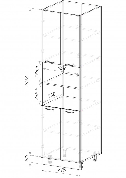 Пенал с нишей под духовой шкаф ПД2 600 Норд