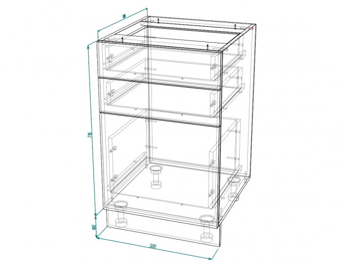 Шкаф нижний с ящиками ШН3Я 500 Норд Line