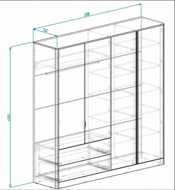 Шкаф 4-створчатый НКМ "Калипсо" секция №16