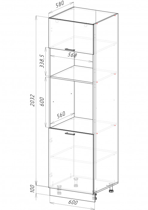 Пенал под духовку и микроволновку ПДГ 600 Норд