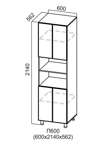 Пенал с нишей 600/2140 Квадро СВ