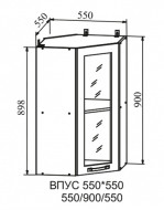 Шкаф верхний 550/900 угловой стекло Квадро (ДСВ)