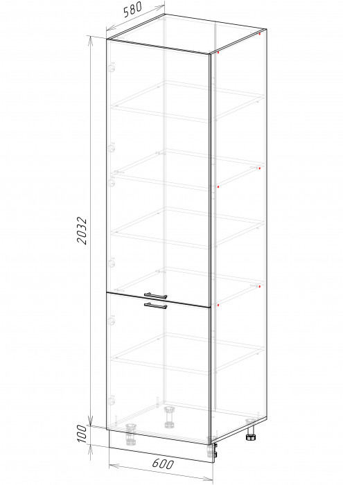 Пенал глухой 1 створка П1 600 Норд