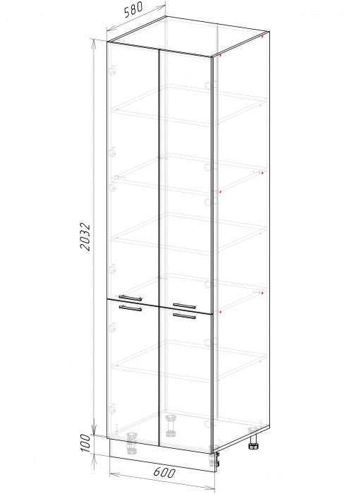 Пенал глухой с 2 створками П2 600 Норд