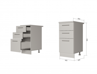 Шкаф нижний 400 с 3 ящиками Санвут МДФ