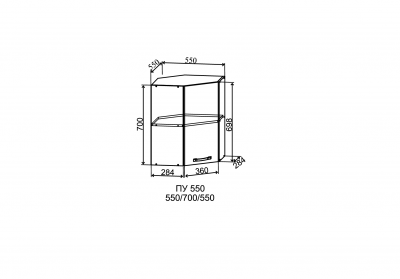 Шкаф верхний угловой 550*550/700 Фортуна ДСВ
