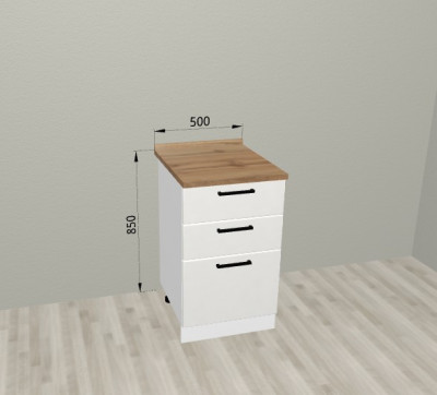 Шкаф нижний 500 с 3 ящиками Санвут МДФ