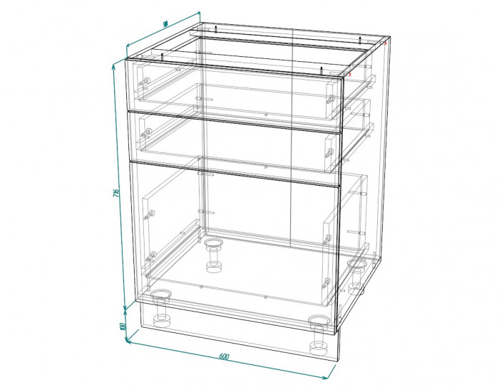 Шкаф нижний с ящиками ШН3Я 600 Норд Line