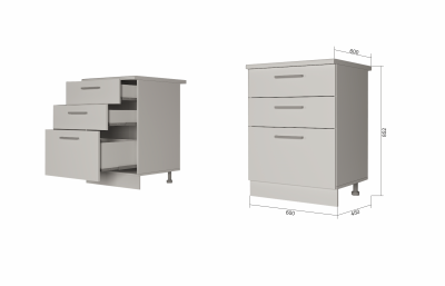 Шкаф нижний 600 с 3 ящиками Санвут МДФ