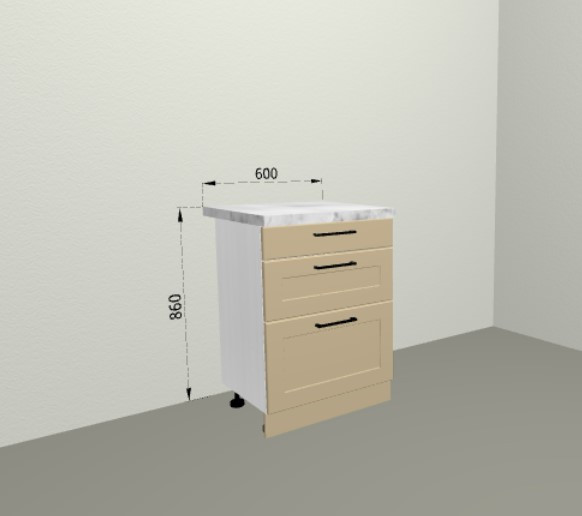 Шкаф нижний 3 ящика 600 Берген