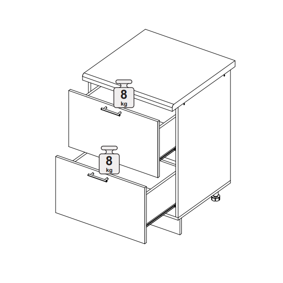 Шкаф нижний с ящиками ШНГ2Я 600 Норд Line