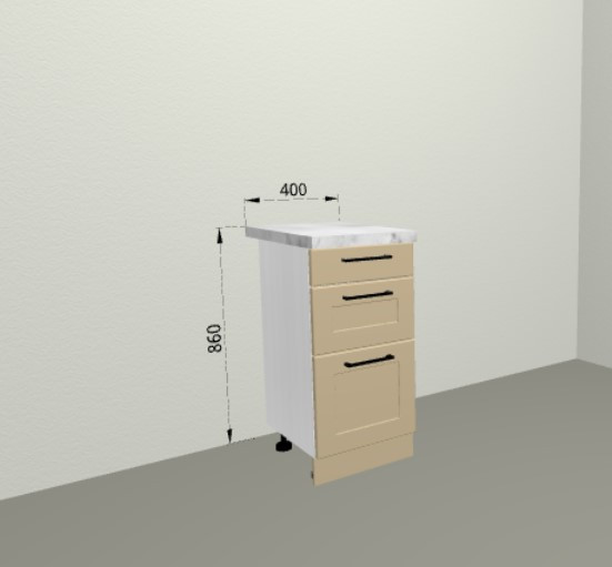 Шкаф нижний 3 ящика 400 Берген