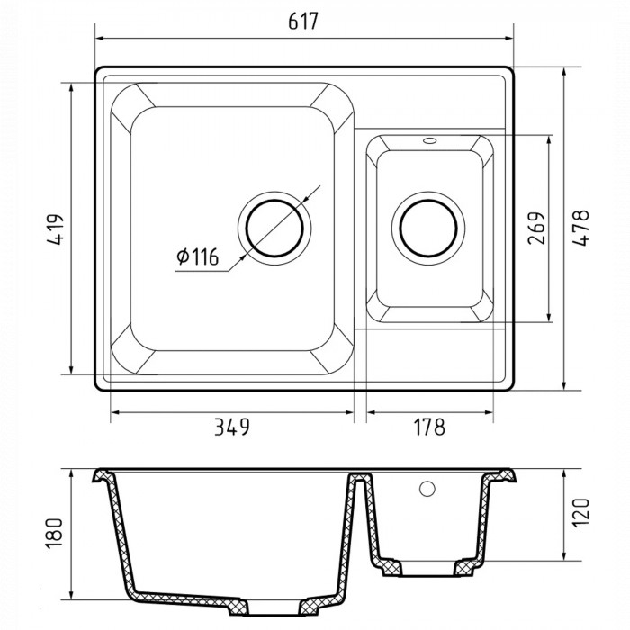 Мойка для кухни GranFest-Quarz Z-09